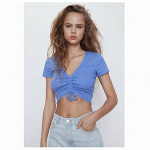 Zara ruched ribbed cropped top